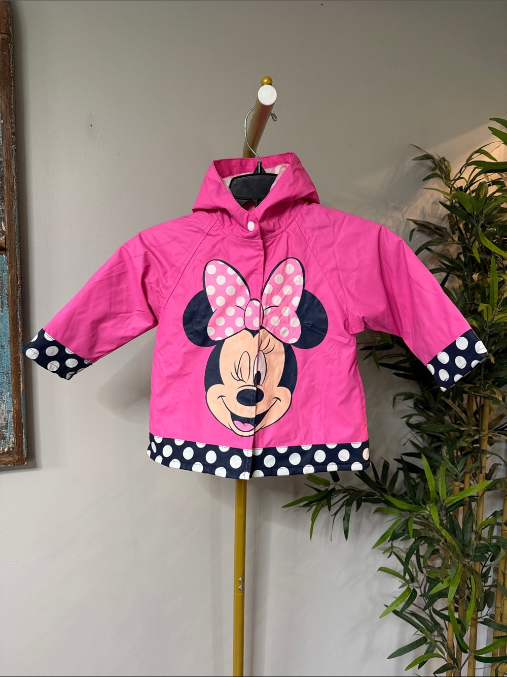 Western Chief Pink Minnie Mouse Hooded Raincoat with Polka Dot Trim